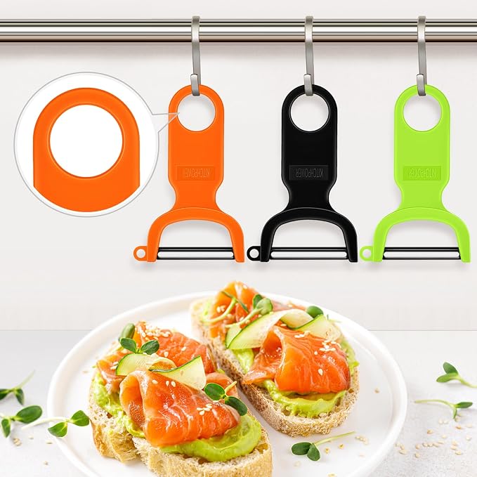 Original Vegetable Peeler, Potato Peelers for kitchen Carbon Steel Blade 3-Pack Green/Orange/Black