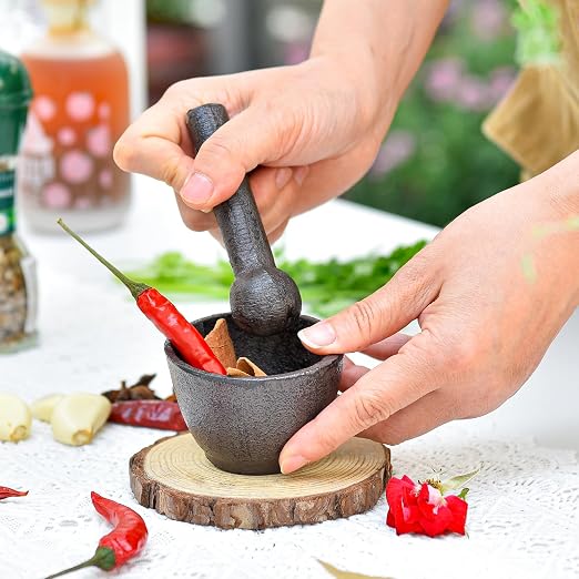 Sungmor Cast Iron 3 Inches Diameter Mortar and 3.9 Inches Tall Pestle | Small Heavy Duty Black Spice Grinder Set,Rustic Useful Kitchen Tools for Grinding Spices, Herbs, Nuts and Pesto
