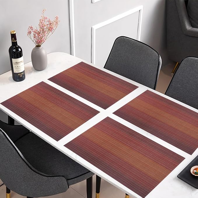PIGCHCY Placemats Set of 12 Washable Durable Place Mats Vinyl Heat Resistant Non-Slip Table Mats Indoor Outdoor (Scarlet Red)