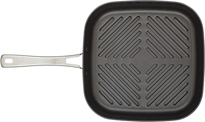 Rachael Ray Cook + Create Hard Anodized Nonstick Deep Grill Pan/Griddle, 11 Inch - Black