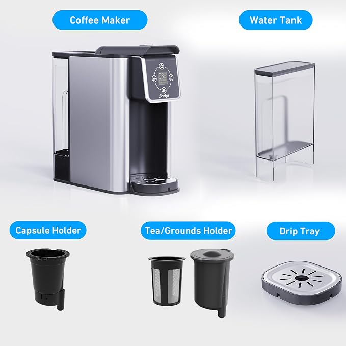 Jesslyn 3-in-1 Single Serve Coffee Maker, Compatible with K-Cup Pods, Ground Coffee & Loose Leaf Tea, Coffee Machine with 50oz Removable Water Reservoir, 6-10oz Brew Sizes, Fast Brewing(Black)