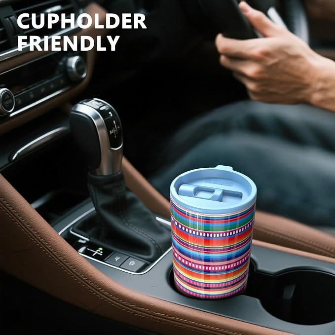 TILUCK 20 oz Insulated Coffee Tumbler with BPA-Free Lid | Travel Coffee Mug, Dishwasher Safe, Cup Holder Friendly, Double-Wall Vacuum Insulation for Hot & Cold Drinks, RainbowStripes