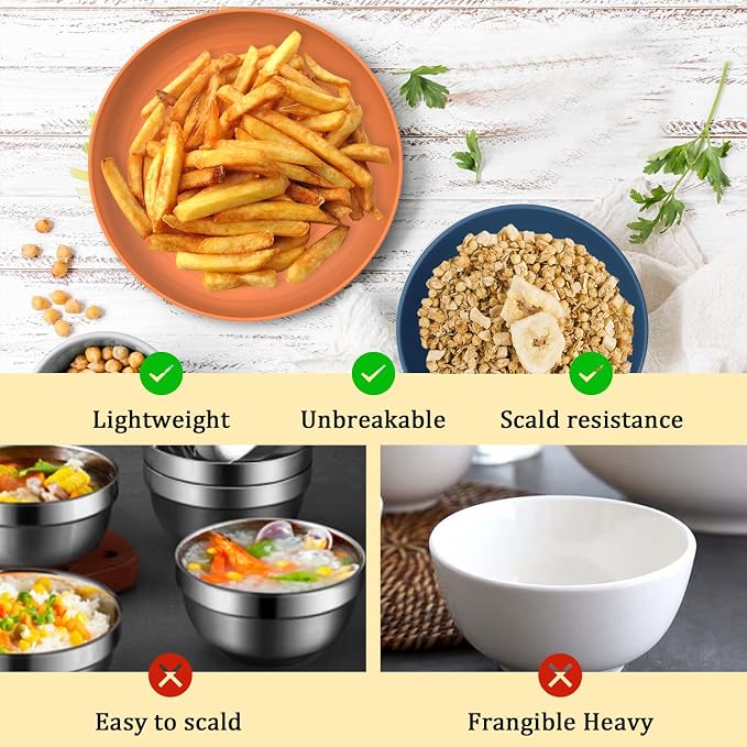 PYRMONT Wheat Straw Plate and Bowl Set 20 PCS Unbreakable Dinnerware Set Service for 4 Dishwasher & Microwave Safe Kitchen Dish Set for RV,Camping and Picnic,Kitchen Essentials-Multi