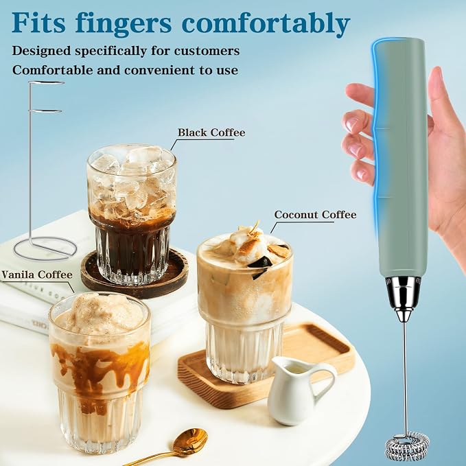 Milk Frother Wand Rechargeable Handheld Whisk Coffee 3 Speed Adjustable | Electric Whisk Drink Mixer with Stainless 3 Whisks Hand Frother , Foam Maker for Latte Cappuccino Matcha Egg Silver