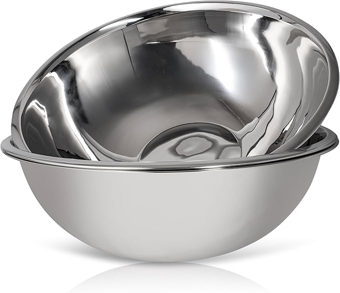 30 Quart Large Stainless Steel Mixing Bowls Set, 3-Pack, Nesting Bowls | Extra Large Commercial Grade Metal Bowls for Meal Prep, Baking, Serving, Food Storage. Rustproof & Dishwasher Safe