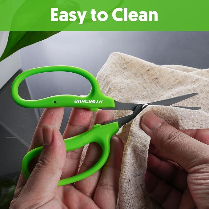 Garden Scissors, 2 PCS, 6-in, Non-Stick Coated Steel, Straight Blades | Sharp Pruning Shear, Gardening Tools, Garden Snips for Plants, Herbs, Flowers in Grow Tent and Hydroponics, Easy to Clean