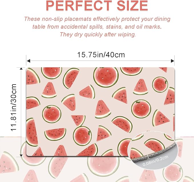 Placemats Set of 4 - Faux Leather Heat Resistant Placemats for Dinner Table, Non-Slip Waterproof Oil-Proof Washable Reusable Placemat for Indoor Outdoor Kitchen Decor, 15.75In*11.81In