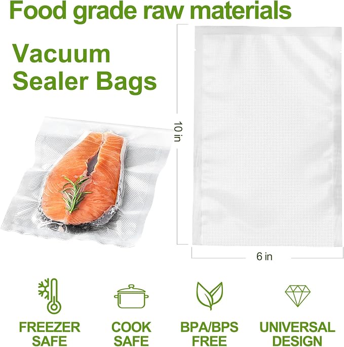 W&Y Vacuum Sealer Bags 6x10 Inch Pint 100 Count -Pre-Separated | For All Vacuum Sealers,Commercial Grade,BPA-Free,Sous Vide Microwave Freezer Safe, Food Vacuum Storage