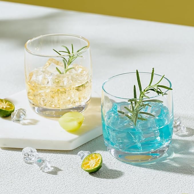 Whiskey Glasses Set of 6, Premium Crystal Bourbon Glass, 12.5 oz Drinking Glasses for Scotch, Cocktail, Whisky and Juice, Transparent Rocks Glasses, Dishwasher Safe Glassware, Gifts for Christmas
