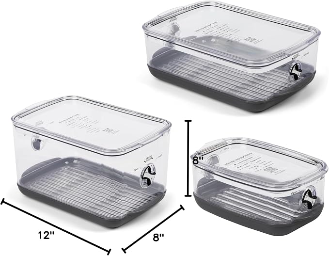 Progressive ProKeeper Stackable Produce ProKeeper Storage Container with Stay-Fresh Vent System (PKS-3PC-Produce+)