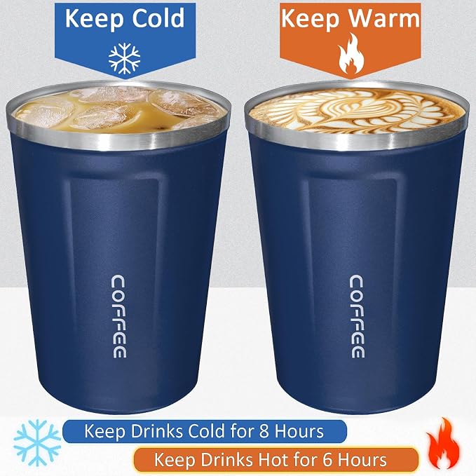 4 Pack Travel Coffee Mug 17oz Insulated Coffee Cup with Lid, Reusable Thermal Coffee Cup Stainless Steel Coffee Tumbler to Keep Hot & Cold Drinks for Car, Daily, Travel and Gifts, Multicolor