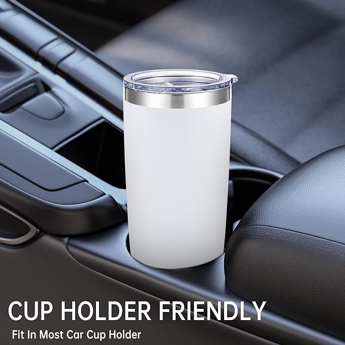 20 oz Tumblers Stainless Steel Tumbler with Lid, 1 Pack | White, 20oz Insulated Coffee Mug, Double Wall Vacuum, Powder Coated Cup, for Hot and Cold Drinks