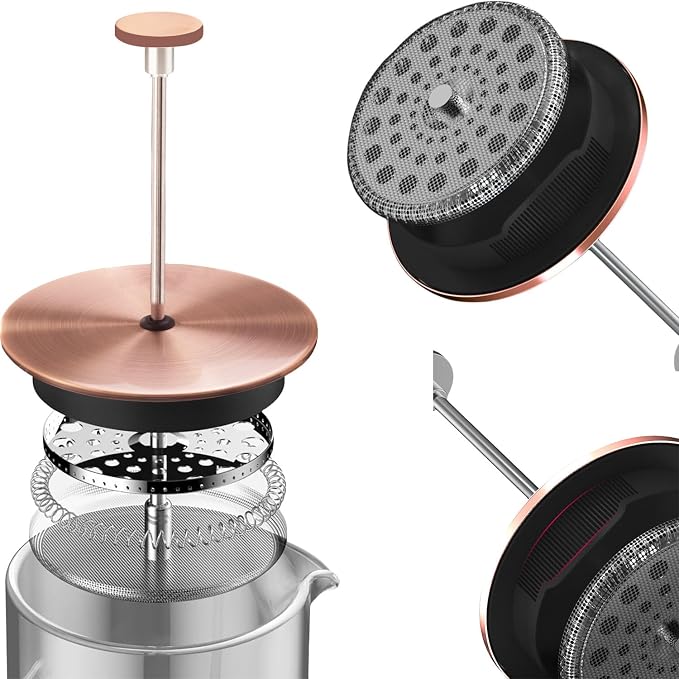 French Press Coffee Maker 8 cups 34 oz 304 Stainless Steel Coffee Press with 4 Filter Screens, Easy Clean Heat Resistant Borosilicate Glass - Free 100% BPA… (Candy Sparkle-AYUTYT, 34 oz)