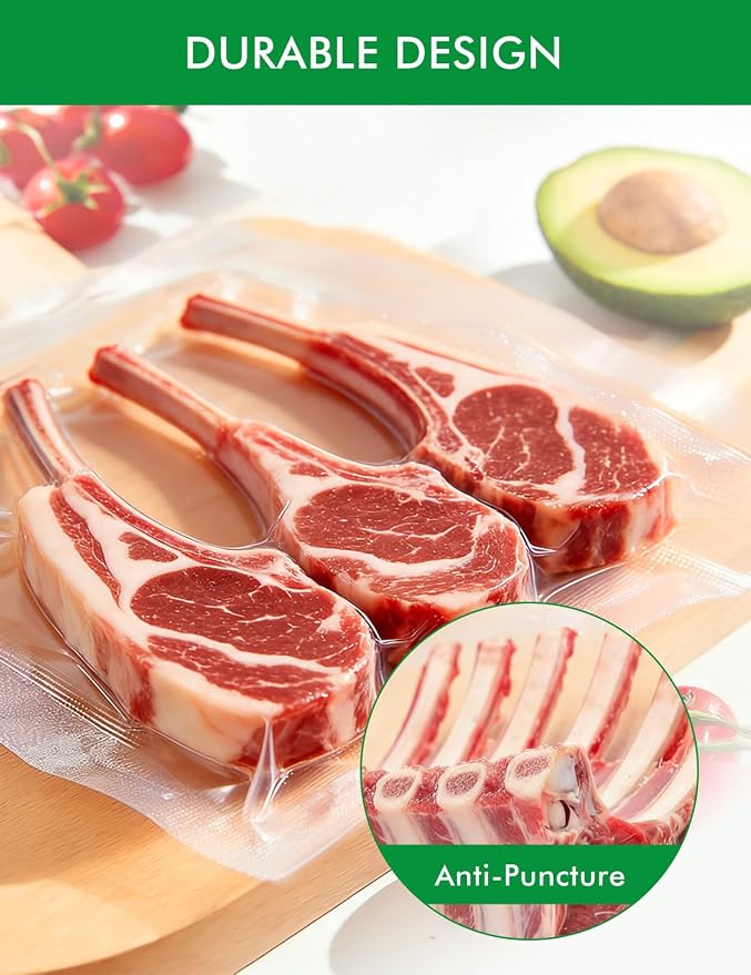 Vacuum Sealer Bags, 8" x 12", 360 Pcs | Commercial Grade, BPA Free, Sous Vide Cooking, Puncture Prevention, Customized Size, Kitchen Essentials