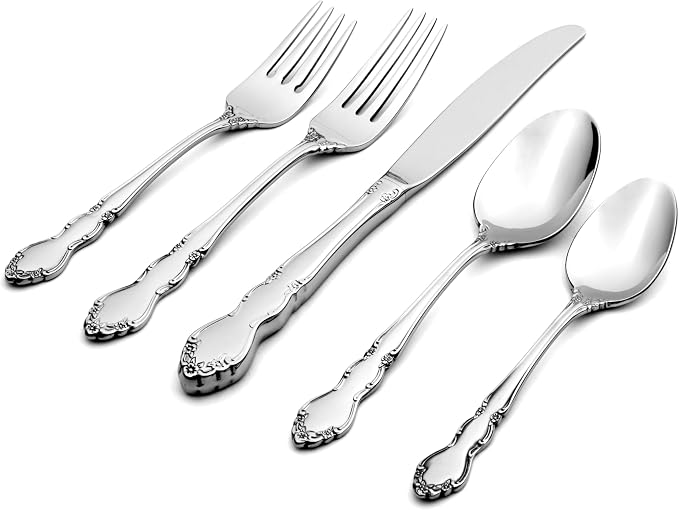 Oneida Dover 20-Piece 18/10 Silverware Set for 4, Flatware | mirror finish, dishwasher safe | includes knives, forks, and spoons | cutlery set for kitchen and dining
