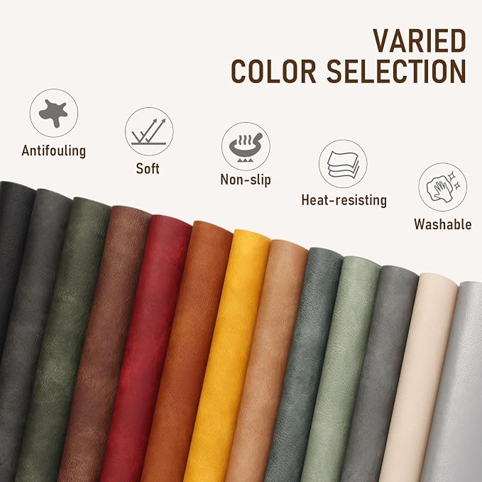UnivoColors Placemats,Heat Resistant Placemats Set of 8 Washable 12 x 17 Inch,Waterproof Table Mats,Wipeable Pu Place Mats for Kitchen,Dining Room.Blue Grey