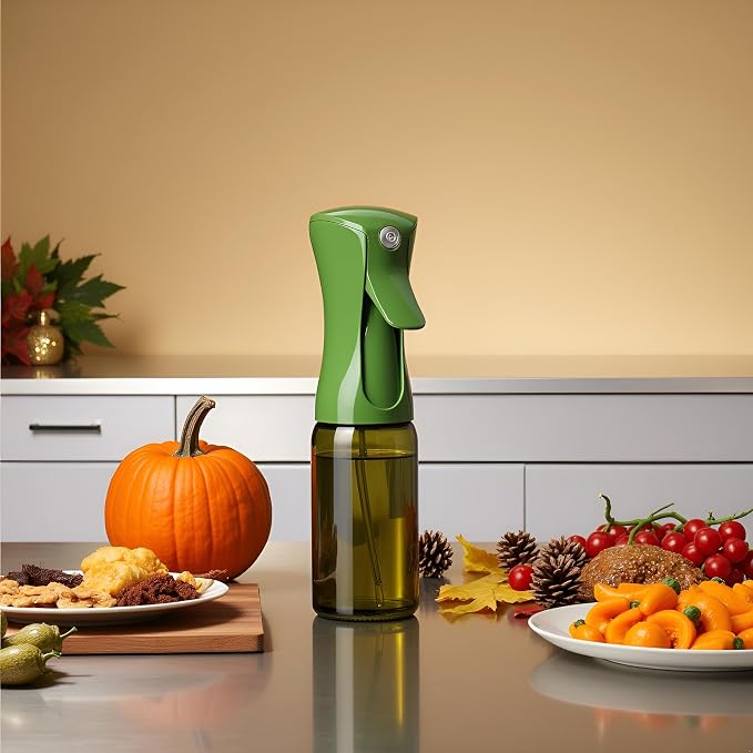 Oil Sprayer 150ml glass bottle Refillable Premium Dark Green Glass Bottle for Healthy Cooking & Baking Even Oil Control for Healthy Nonstick Cooking (PS642)