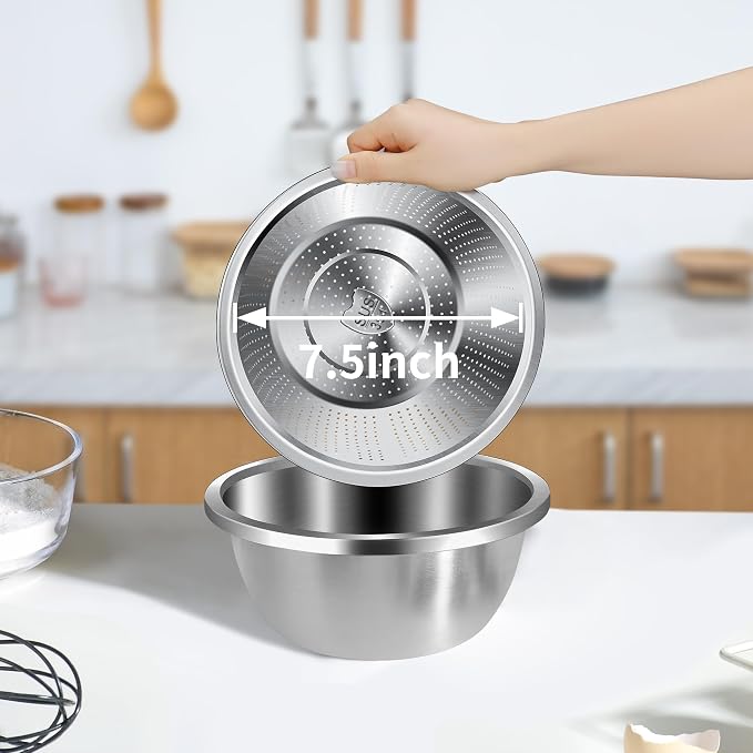 Gulex Colander Stainless Steel 3-quart with Bowls,Strainer for Kitchen(2PC)