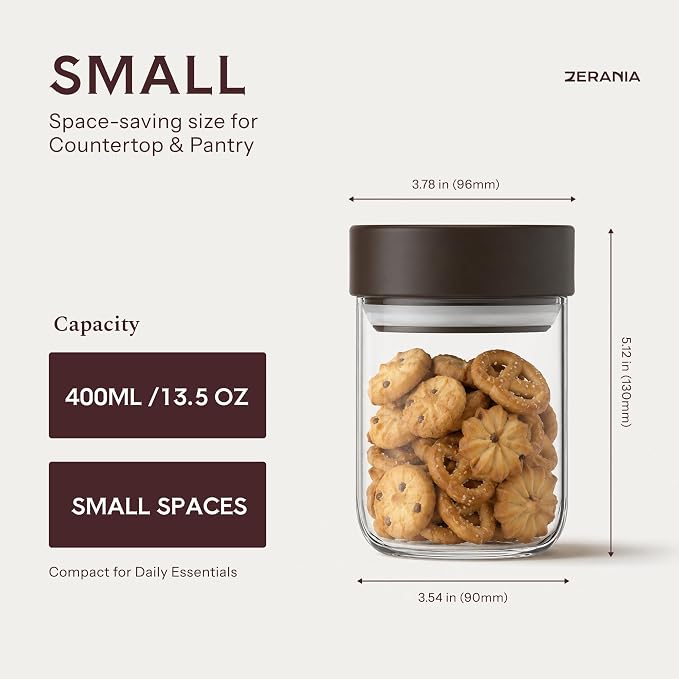 13 oz Small Airtight Glass Overnight Oats Containers with Lid | Twist Seal, Silicone Ring, Wide-Mouth Borosilicate Container for Yogurt, Chia Pudding, Fruit, Snacks and Meal Prep