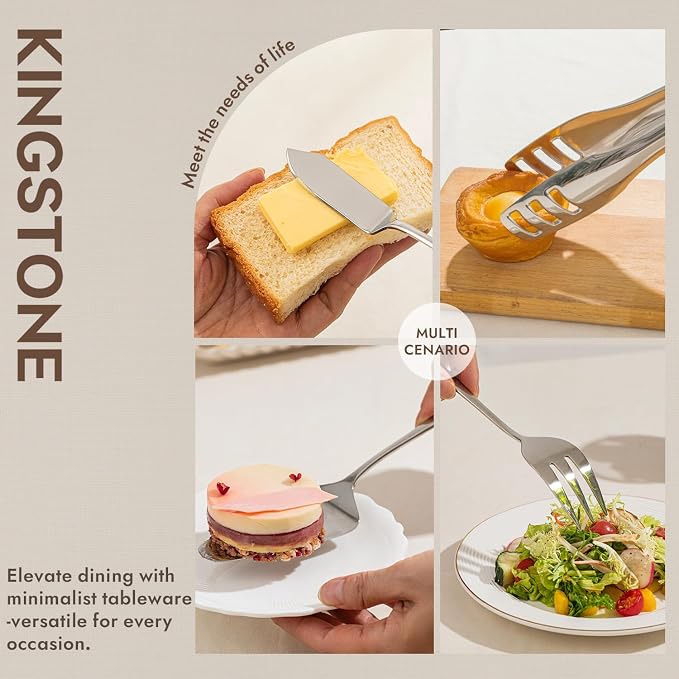 10 Piece 18/10 Serving Utensils Set, Stainless Steel Serving Set | Slotted Spoon, Fork, Tong, Soup Ladle, Cake Server, Butter Knife and Ice Tong for Buffet, Parties, Kitchen,Entertaining