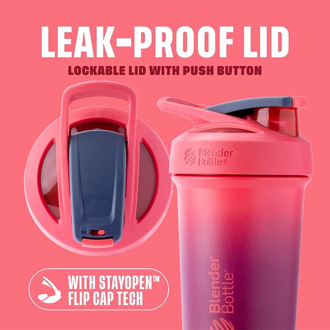 BlenderBottle Sport Sleek Stainless Steel Shaker Bottle 25 oz Sangria Ombre