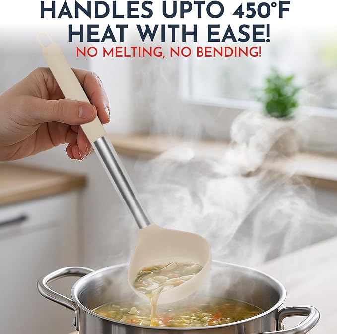 24 PCs Silicone Kitchen Utensils Set, Stainless Steel 450F Heat Resistant | Khaki Cooking Utensils-Set for Nonstick Cookware - Stainless Steel Handle Silicone Spatulas Set & Other Kitchen accessories