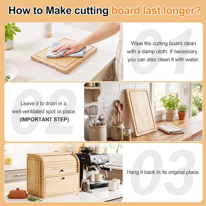 Alpeir Roll Top Bread Box with Cutting Board for Kitchen Countertop | Large Breadbox with Ventilation Holes, Double Layer Pantry Shelf, Wooden Homemade Bread Storage Container, Vintage Farmhouse
