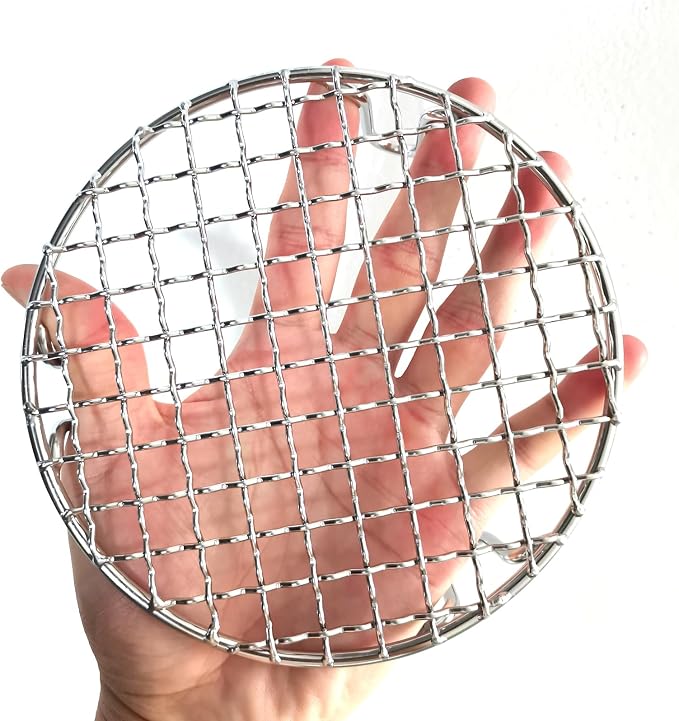 HARFINGTON Round Cooking Rack 5.9-inch Stainless Steel Cross Wire Barbecue Grill Net with 50mm Legs for Cooking Baking Steaming BBQ