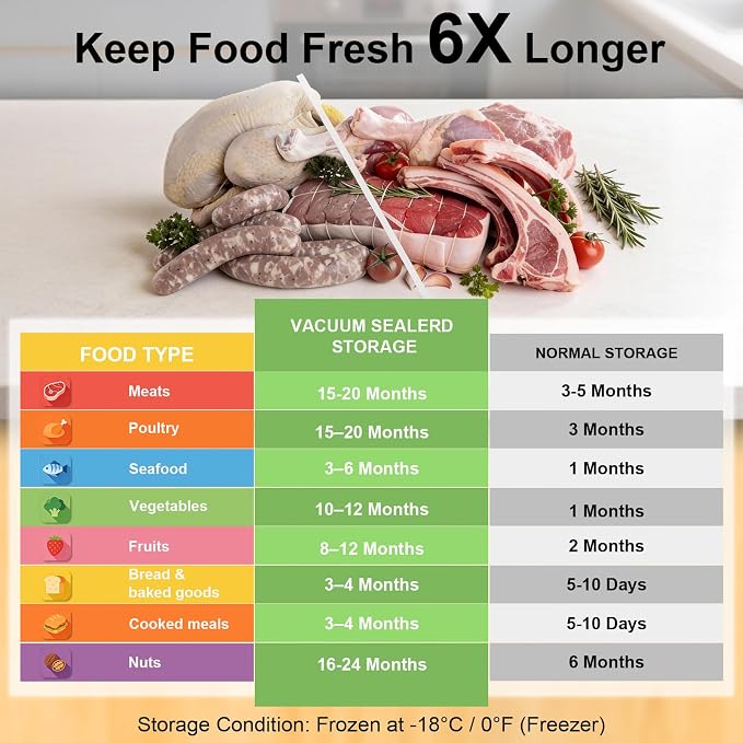 URPOWER Reusable Vacuum Sealer Bags for Food Storage, 50 PCS with 6 Clips | 12x19”(XL, 10PCS) 12x13”(L, 20PCS) 10x11”(M, 20 PCS) Multi-Size Vacuum Seal Bags for Sous Vide, Freezer and Microwave Use