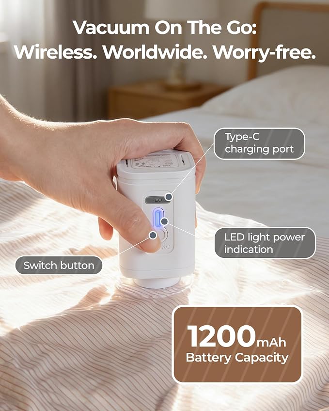 BAGSMART Vacuum Bags for Clothing with Rechargeable Air Pump, 12 Pack-Gray | Heavy-duty PA+PE material, Bonus Shoe, Laundry & Toiletry Bags, Save 80% Space Ideal for suitcase packing, travel & home.
