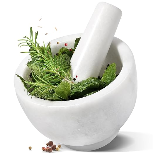 Marble Mortar and Pestle Set, 5"-1.5 Cups Grinder Bowl for Guacamole, Salsa, Pill Crusher, Spice, Herb, Garlic, Nut, Heavy Duty Grinder for Kitchen(Namib Fantasy)