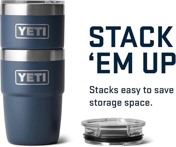 YETI Rambler 8 oz Insulated Coffee Mug with Lid - Stackable Double-Wall Vacuum Insulated Coffee Cup - DuraSip Ceramic Lining - Barista-Friendly Design - Stainless Steel - Dishwasher Safe