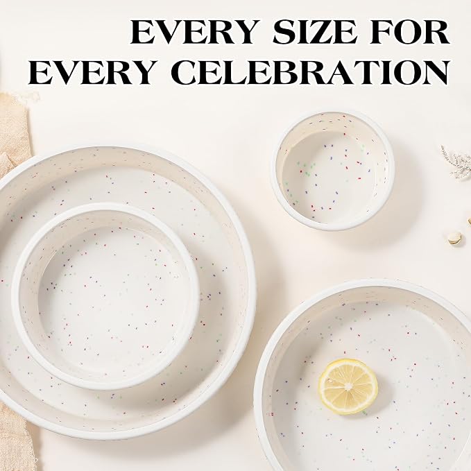4 Inch Silicone Round Cake Pans, Set of 2 | Metal Reinforced Frame, Nonstick Mini Smash Cake Molds for Baking, BPA Free, For Baby's First Birthday, Small Cakes, Desserts
