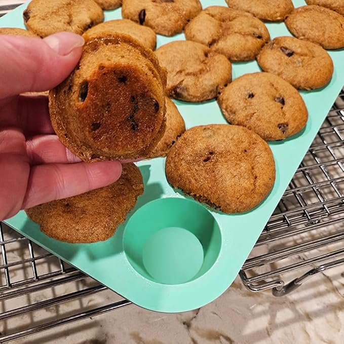 Silicone Mini Muffin Pan, 24 Cups Cupcake Pan, 2PCS | Nonstick, Heat-resistant, Reusable, for Making Muffin Cakes, Tart
