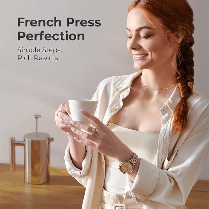 MuellerLiving French Press Coffee Maker 20oz, Stainless Steel French Press Coffee, 4 Filter Heat Resistant Double Insulated, Rust-Free, Food Grade, Dishwasher Safe Coffee Pot | 20oz | Stainless Steel | 4 Filter Heat Resistant Double Insulated | Rust-Fr...