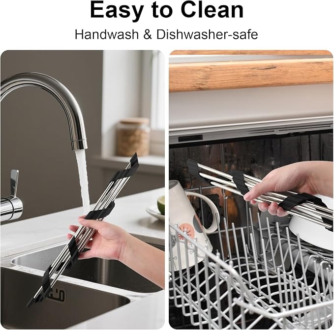Corner Dish Drying Rack, Kitchen Sink Caddy Sponge Holder, Triangle Over The Sink Dish Drying Rack for Kitchen Counter, Roll Up Dishes Drainer Mat RV Essentials Organization and Storage Shelf, Black