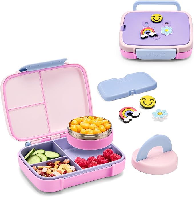Ello Benni Kids Bento Lunch Box with Insulated Food Jar & Ice Pack, Sugar Coated