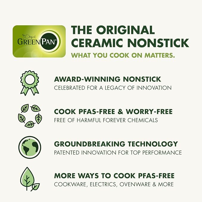 GreenPan Rio Advanced 10" Frying Pan Skillet, Ceramic Nonstick PFAS-Free, Induction Ready, Dishwasher and Oven Safe, Black