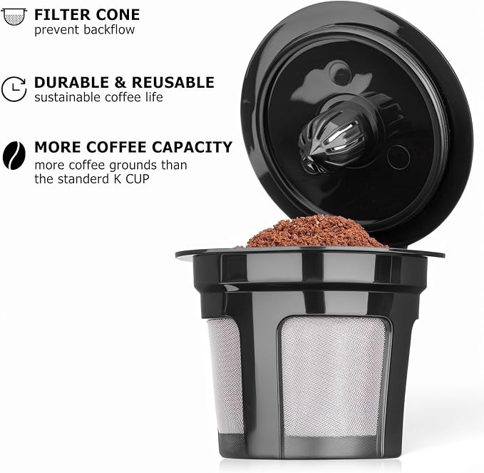 Fanativita Reusable K Cup Coffee Filters for Keurig, 4 Pack | Fits Keurig K-Elite, K-Classic, K-Compact, K-Latte, K-Duo, All 2.0 & 1.0 Brewers, BPA-Free, Brew Your Favorite Ground Coffee