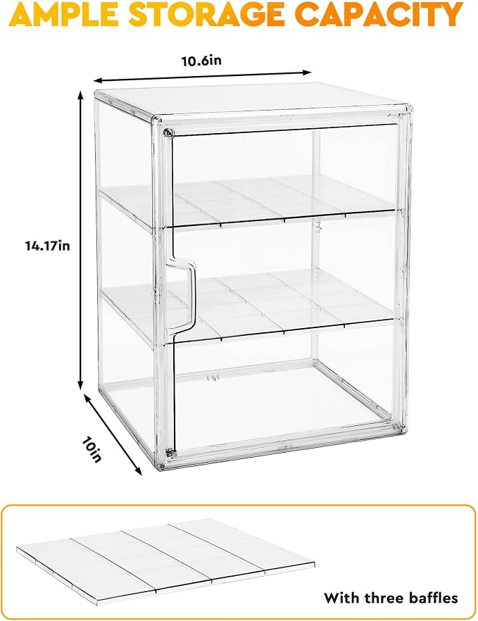 Pastry Display Case,Bread Box for Kitchen Countertop,4-Layer Adjustable BreadBox, Large Capacity Bread Box for Home-baked Breads,Muffins,Bagel Storage Container, Bread Holder 1-Pack