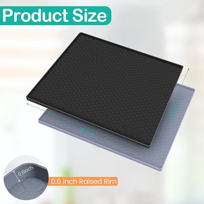 Silicone Under Sink Mat, 22"x19", Waterproof Cabinet Liner, Black | Shelf Liner, Cabinet Protector, Home Organizer, for Kitchen, Bathroom, Multipurpose, Leak Proof, Easy Clean, Drip Tray, Clean
