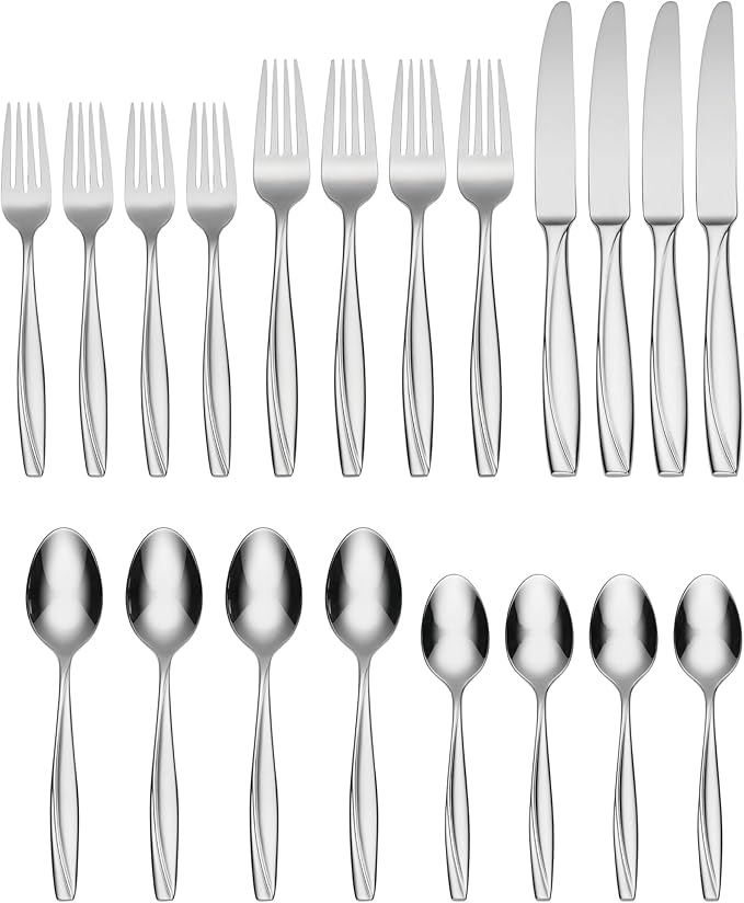 Oneida Camlynn 20-Piece 18/0 Silverware Set for 4, Flatware | mirror finish, dishwasher safe | includes knives, forks, and spoons | heavy duty, cutlery set for kitchen and dining