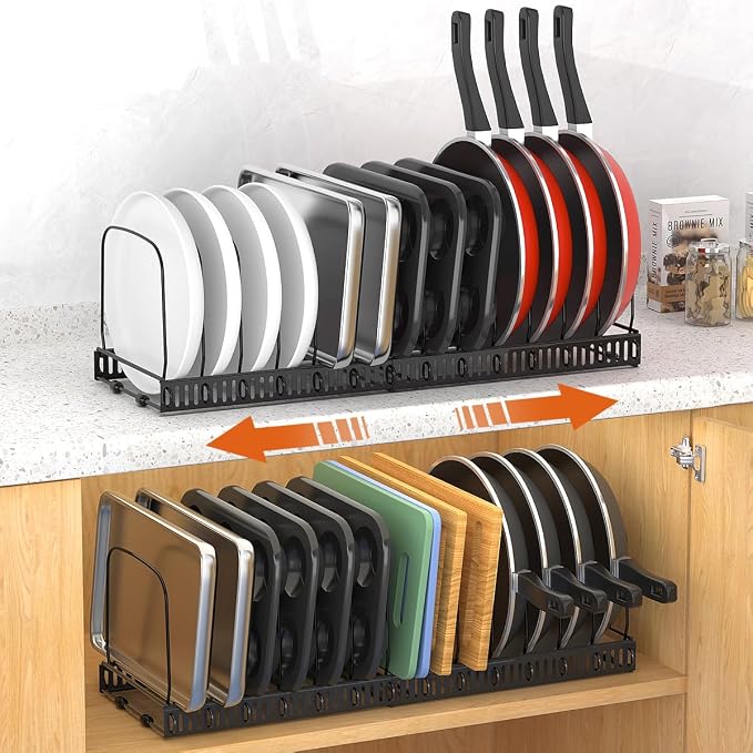 Housolution 2 Pack Cutting Board and Baking Tray Cookie Sheet Organizer | 12"-23" Expandable, 14 Adjustable Dividers, Sturdy Metal Construction, Easy Assembly