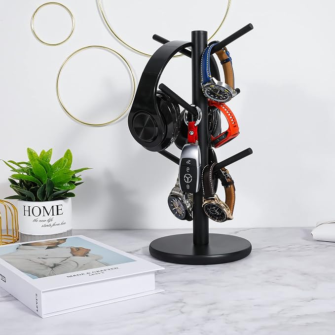 MyLifeUNIT Mug Holder Tree, Coffee Cup Holder with 6 Hooks (Black) | Anti-slip padded bottom, space-saving compact design, easy air drying, sturdy tip-resistant structure