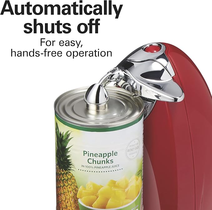 Hamilton Beach Electric Automatic Can Opener with Auto Shutoff,Knife Sharpener,Cord Storage,and SureCut Patented Technology,Extra-Tall,Red,(Pack of 2)