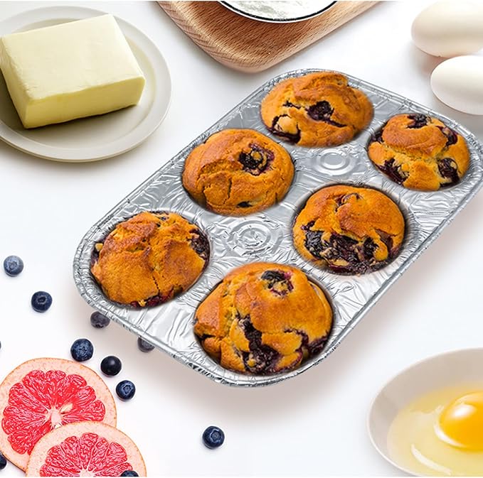 Waytiffer Muffin Pan 6-Cup Cupcake Aluminum Pans Favorite Muffin Tin Size for Baking Cupcakes - Standard Size (6-cup-20Pack) | Muffin Pan 6-Cup Cupcake Aluminum Pans Favorite Muffin Tin Size for Baking Cupcakes - Standard Size (6-cup-20Pack)