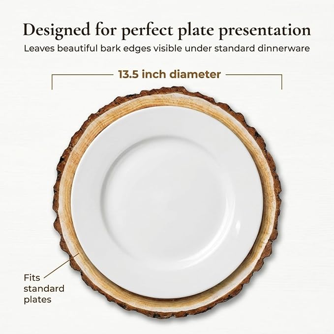 Wood Slice Placemats 50 Pack Rustic Round Disposable Paper Place Mats 13.5" | Farmhouse Woodland Table Décor for Camping BBQ Wedding Parties