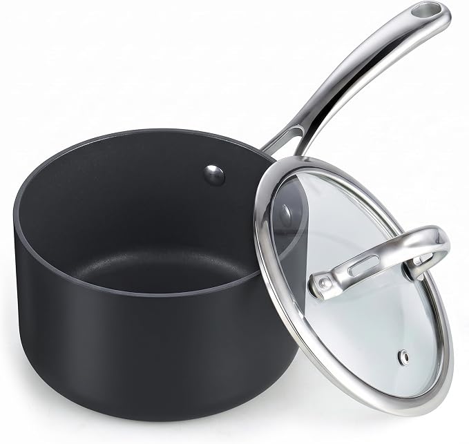 Cooks Standard Classic 2 Quart Hard Anodized Nonstick Saucepan with Glass Lid