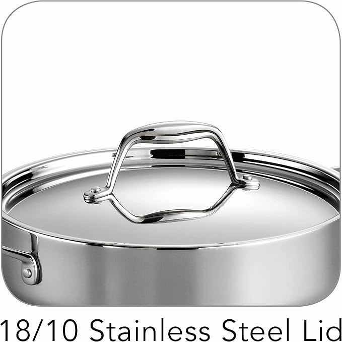 Tramontina Signature Tri-Ply Clad Stainless Steel 6-Quart Braiser Pan | Induction-Ready, Dishwasher-Safe, NSF-Certified, Made in Brazil