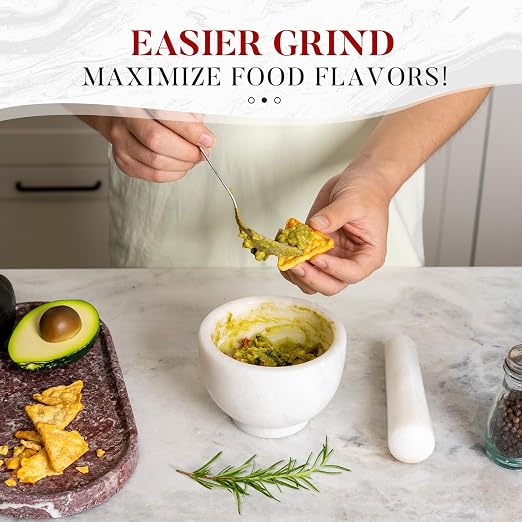 Marble Mortar and Pestle Set, 5"-1.5 Cups Grinder Bowl for Guacamole, Salsa, Pill Crusher, Spice, Herb, Garlic, Nut, Heavy Duty Grinder for Kitchen(Namib Fantasy)